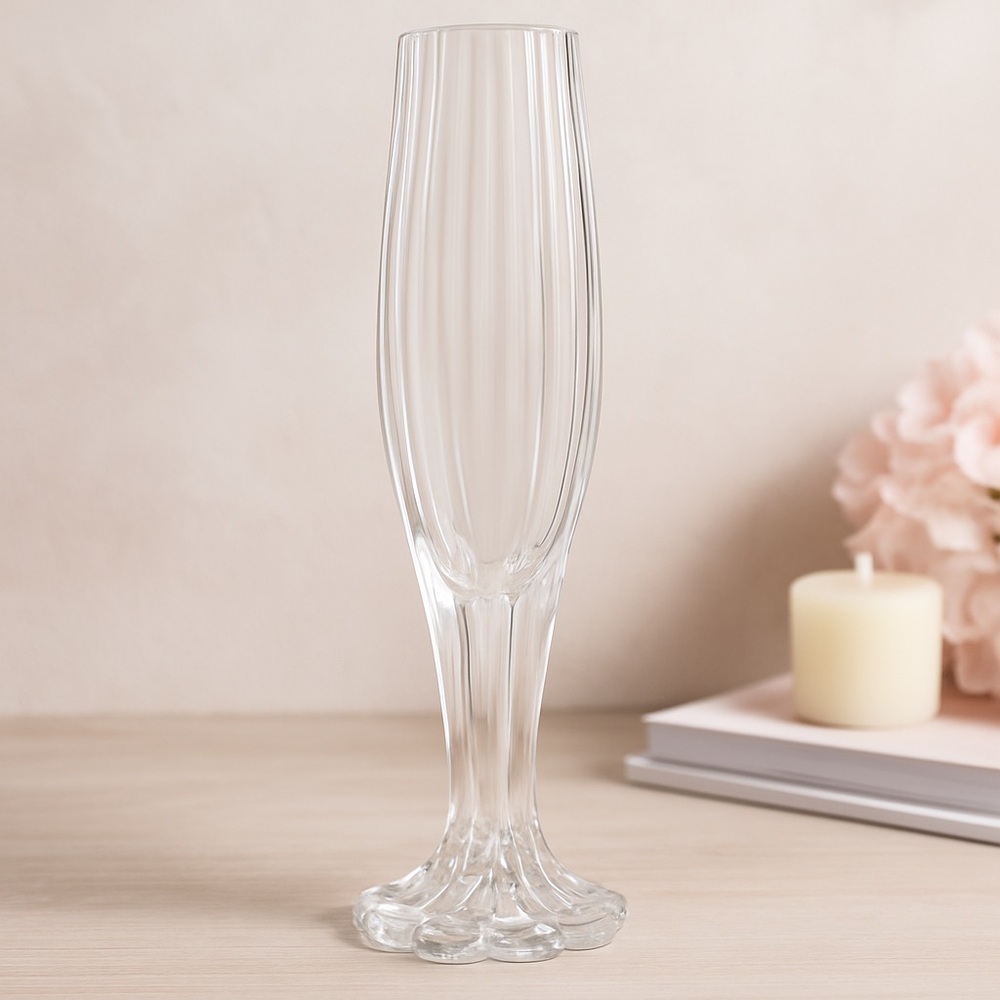 Vintage Clear Glass Vase 13” Tall – Three Stem Pedestal Base – Mid Century Style